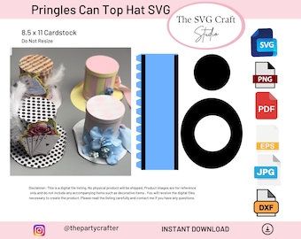 Pringles Can Top Hat SVG | 1.3 oz Can Party Favor DIY | Tea Party & Event Decor