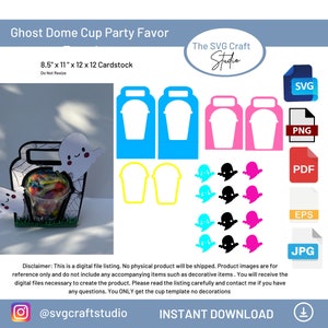 DIY 12 oz Ghost Dome Cup SVG Template - Party Favor Craft Design for Events & Celebrations, Holiday Party Favor
