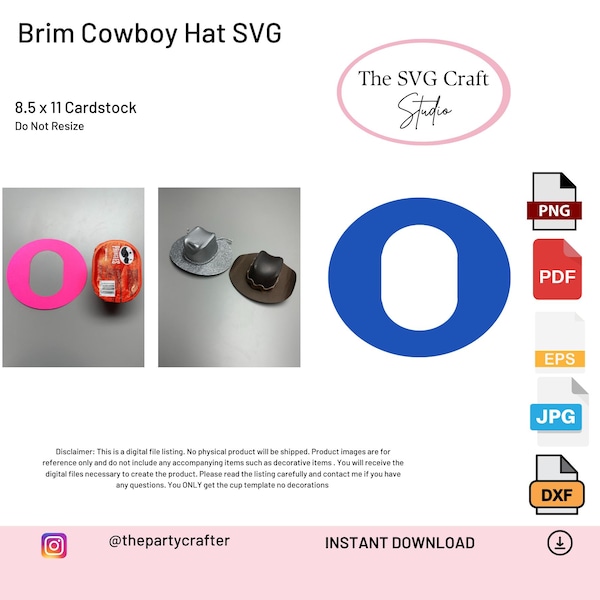 Cowboy Hat Brim SVG Template for 0.67 oz Pringles Can - DIY Digital Download - Turn Your Snack into Western Wear!