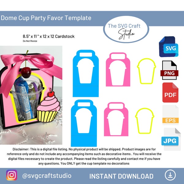 DIY 12 oz Dome Cup SVG-sjabloon - Party Favor Craft Design voor evenementen en feesten