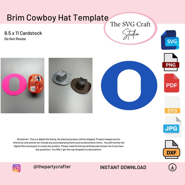 Modèle SVG à bord de chapeau de cowboy pour boîte de conserve Pringles de 0,67 oz - DIY téléchargement numérique - Transformez votre collation en tenue western !