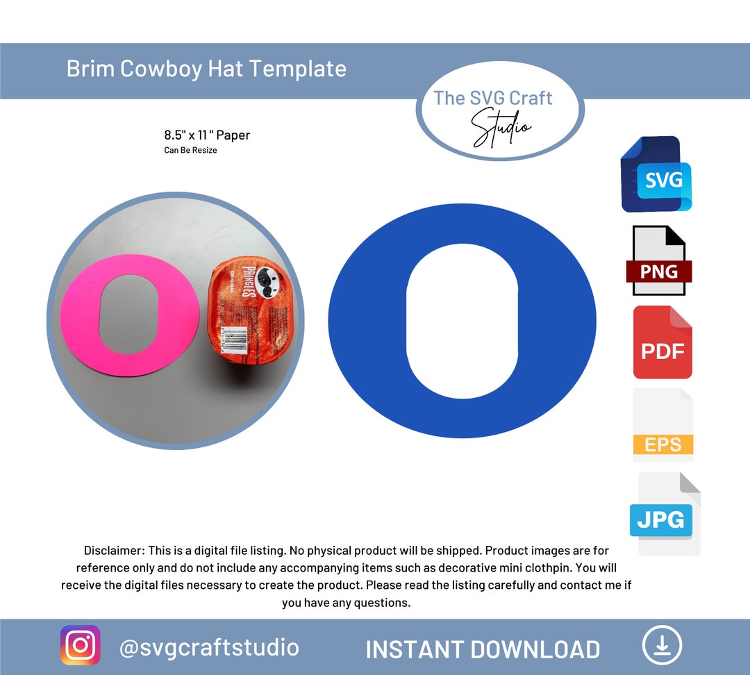 Cowboy Hat Brim SVG Template for 0.67 Oz Pringles Can DIY Digital