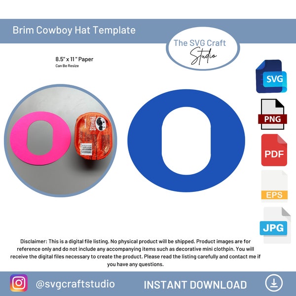 Cowboy Hat Brim SVG Template for 0.67 oz Pringles Can - DIY Digital Download - Turn Your Snack into Western Wear!