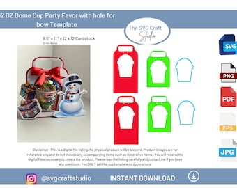 DIY 12 Oz Dome Cup SVG Template - Party Favor Craft Design for Events ...