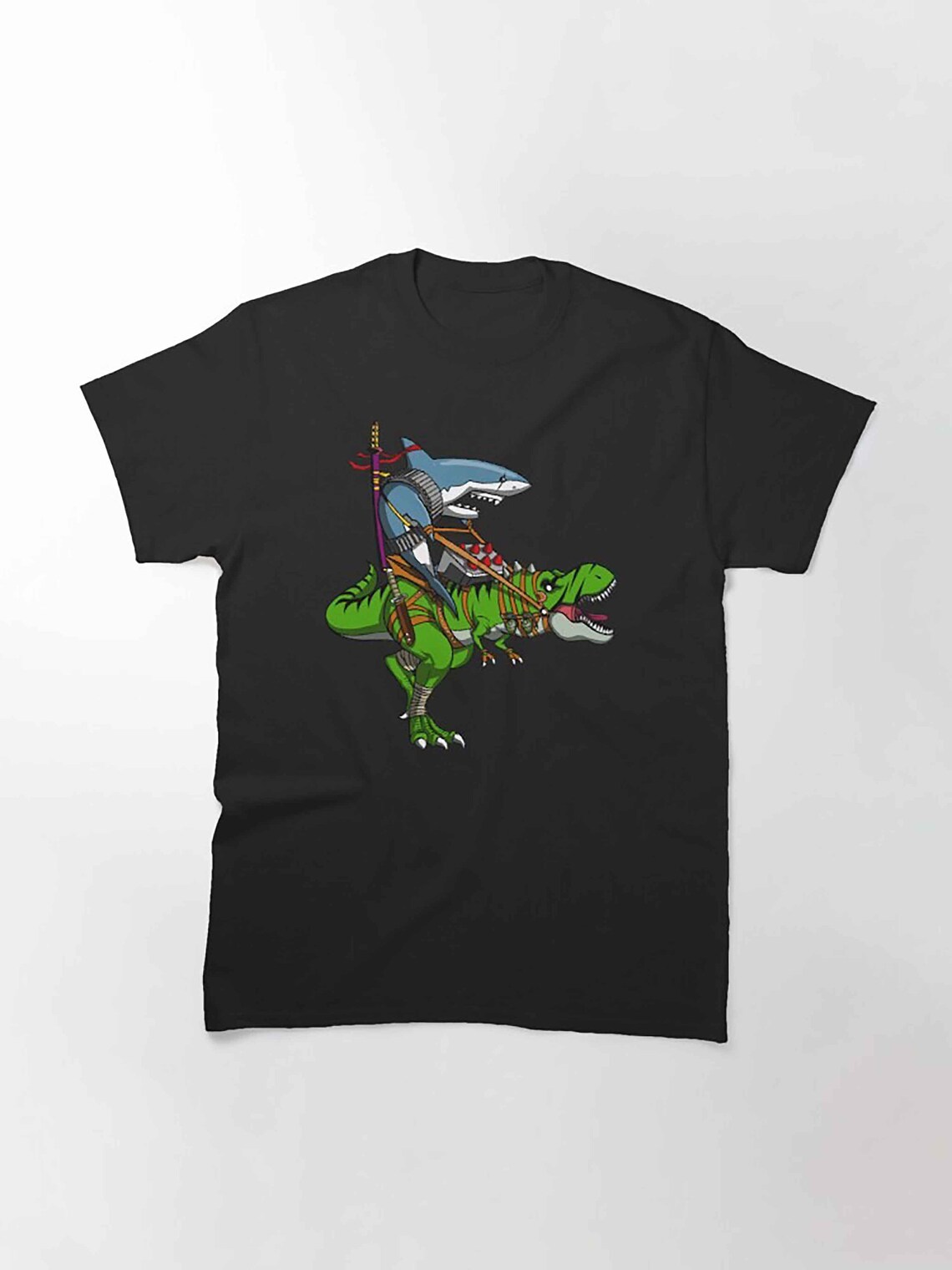 Ninja Shark Riding T-rex Dinosaur Funny T-shirt - Etsy