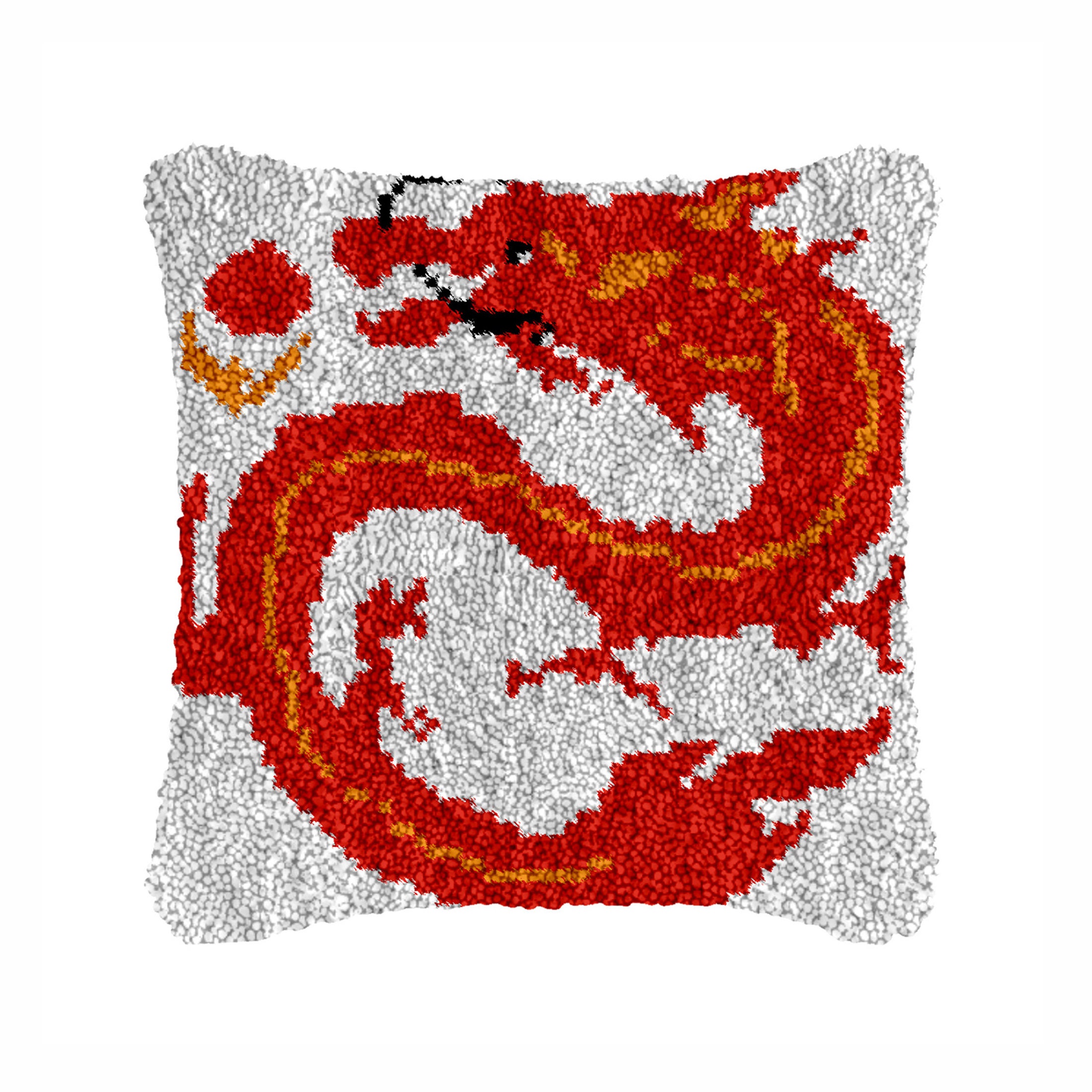 Latch Hook Kit Art Flying Dragon Embroidered Pillowcase Etsy