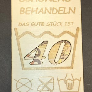 Geldgeschenk Geburtstagsgeschenk   Personalisiert Holztafel Lasergravur