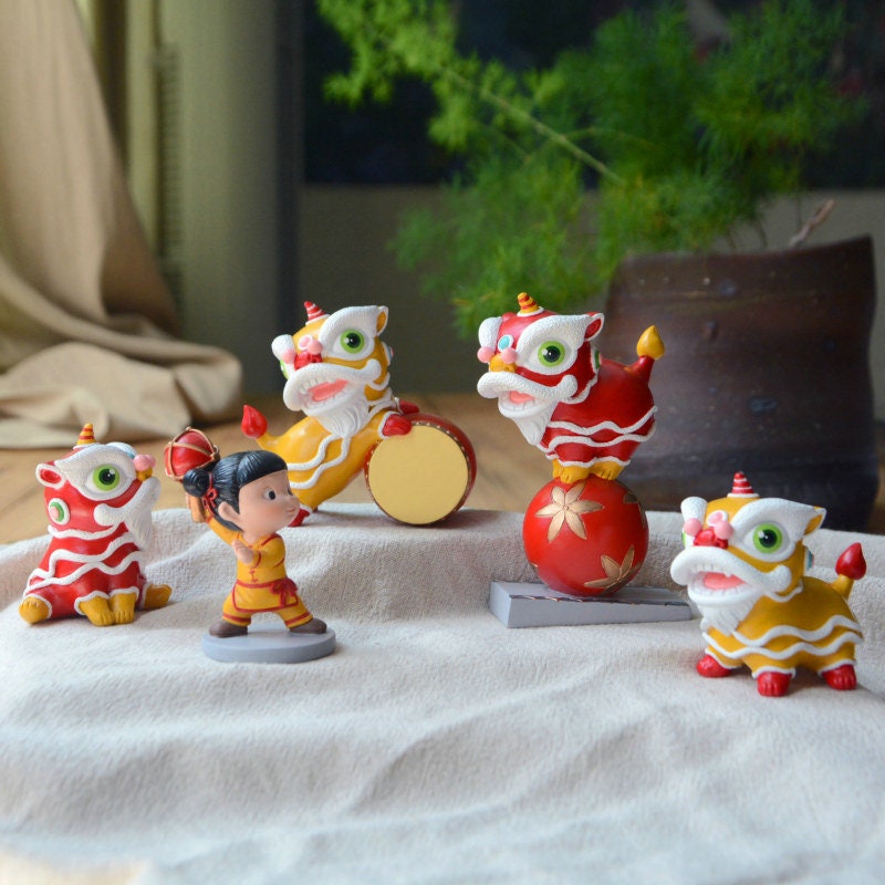 Nouvel An Lion Danse Porte-clés Anime Figurine De Collection