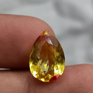 Rare found 10 cts bi-color pitambari sapphire pear cut loose gemstone, excellent pitambari stone for jewelery making