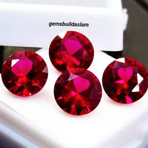 Round Red Ruby Gemstones for Ring Making (5 pcs, 9x5 MM)