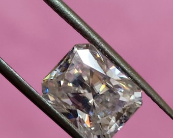 Radiant Cut Moissanite Loose Gemstone, 3.50 Carat VVS1 D, 8x10 MM