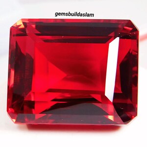 Certified 150 Ct Emerald Cut Ruby Gemstone Large Deep Red Faceted Loose Stone Collector Display Gem Jewelry Making Stone Statement Gem Gift