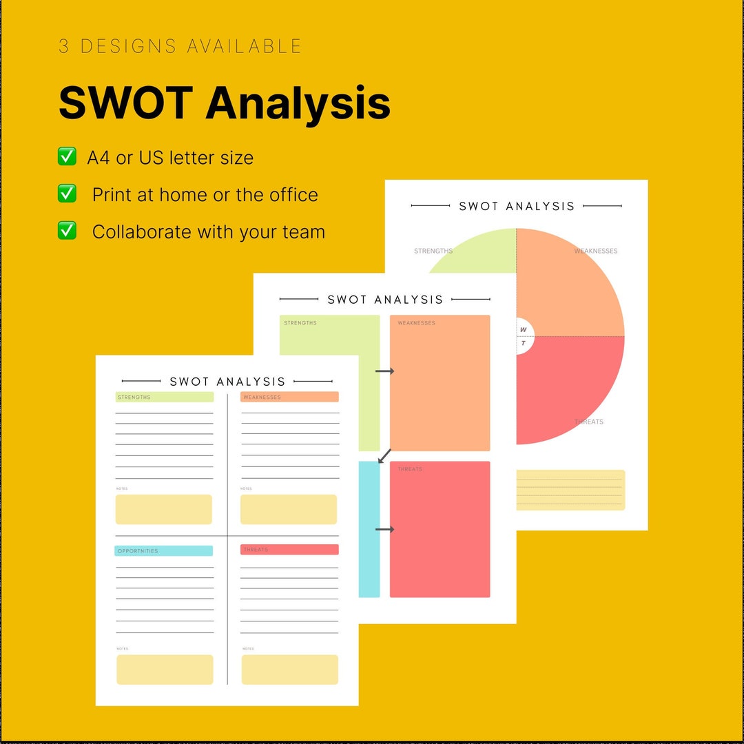 SWOT analysis template A4 & US Letter Print at home - Etsy Portugal