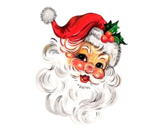 Retro Santa Claus PNG - Christmas Graphic Image (Digital Download)
