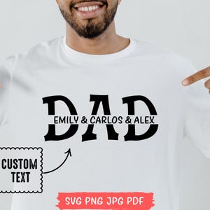 Pai personalizado com nome de filho em PNG, presente personalizado para pai, marido e avô em formato SVG, Dia dos Pais em formato SVG, camiseta para o Dia dos Pais e Marido, presente de aniversário engraçado para o pai