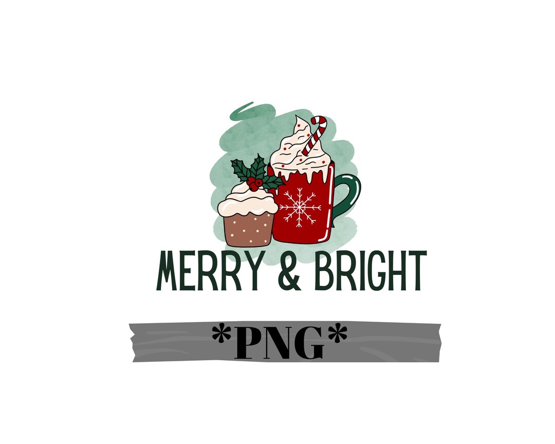 Merry and Bright Png Merry and Bright Png Christmas Coffe - Etsy