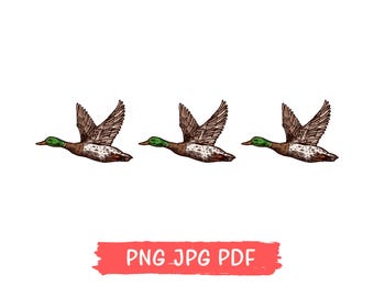 Flying Mallard Duck PNG: Funny Goose Shirt Design (Digital Download)