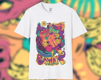 Rawr Vegan - Plant Based, Fruiturian, Veganism, Colorful Tshirt