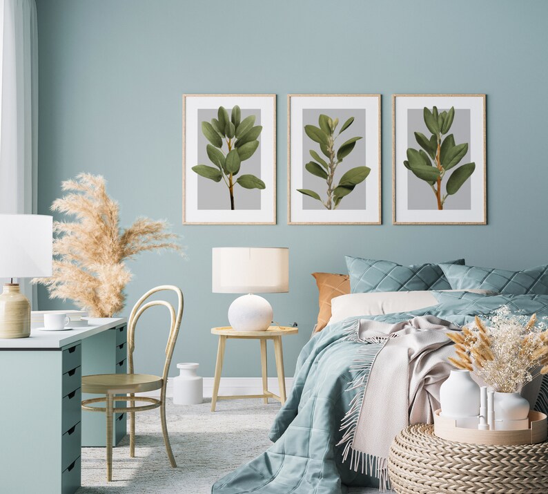 Sage Green Wall Art Set Gallery Wall Art Sets of 3 Leaf Etsy
