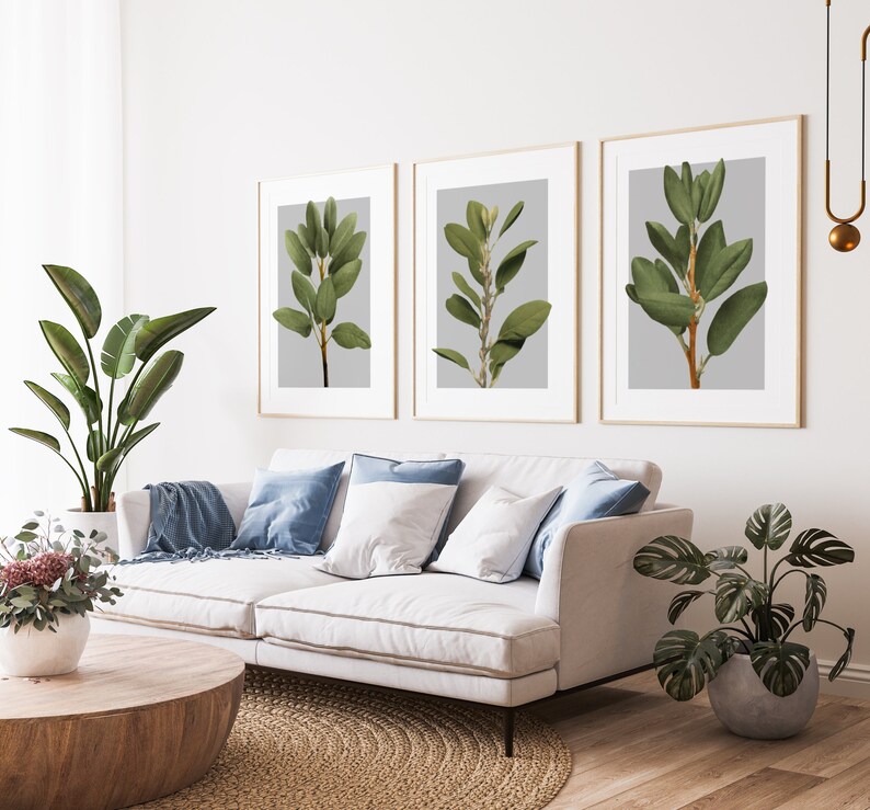 Sage Green Wall Art Set Gallery Wall Art Sets of 3 Leaf Etsy