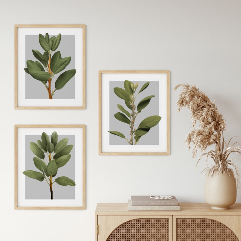 Sage Green Wall Art Set Gallery Wall Art Sets of 3 Leaf Etsy