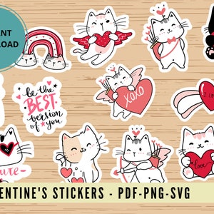 Tiernos gatitos San valentin clipart pegatinas gatitos cupido clipart San valentin PNG SVG PDF Sublimacion Cupido Clipart Sin Restriccion