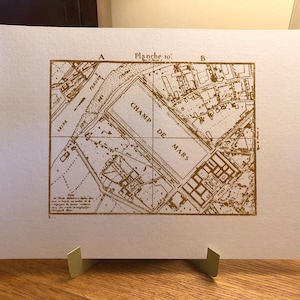 Mapa vintage de París impreso a mano