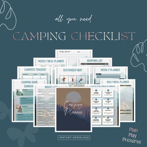Printable Camping Planner Bundle: Checklist, Journal, Meal Planner (Digital Download)
