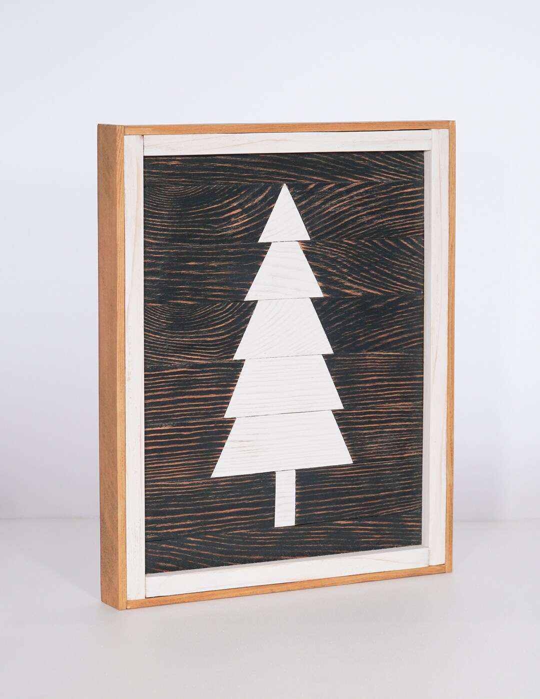 White Pine Tree Wall Decor Framed Wood Art Old Wood Decor Etsy