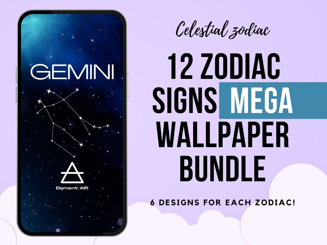 All 12 Zodiac Phone Wallpaper Bundle With Constellations Etsy