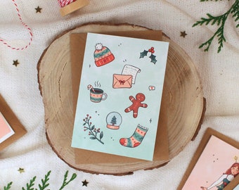 Christmas Card | Christmas Doodles | Folded Cards + Envelope