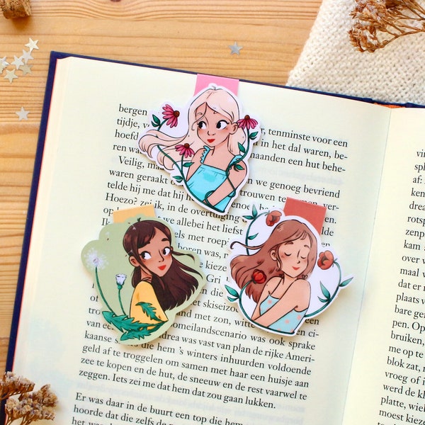 Magnetic Bookmarks Girl Flower| Cottagecore Bookmark Bundel | Gift for Book Lovers | Bookmark for Women | Mother's Day Gift