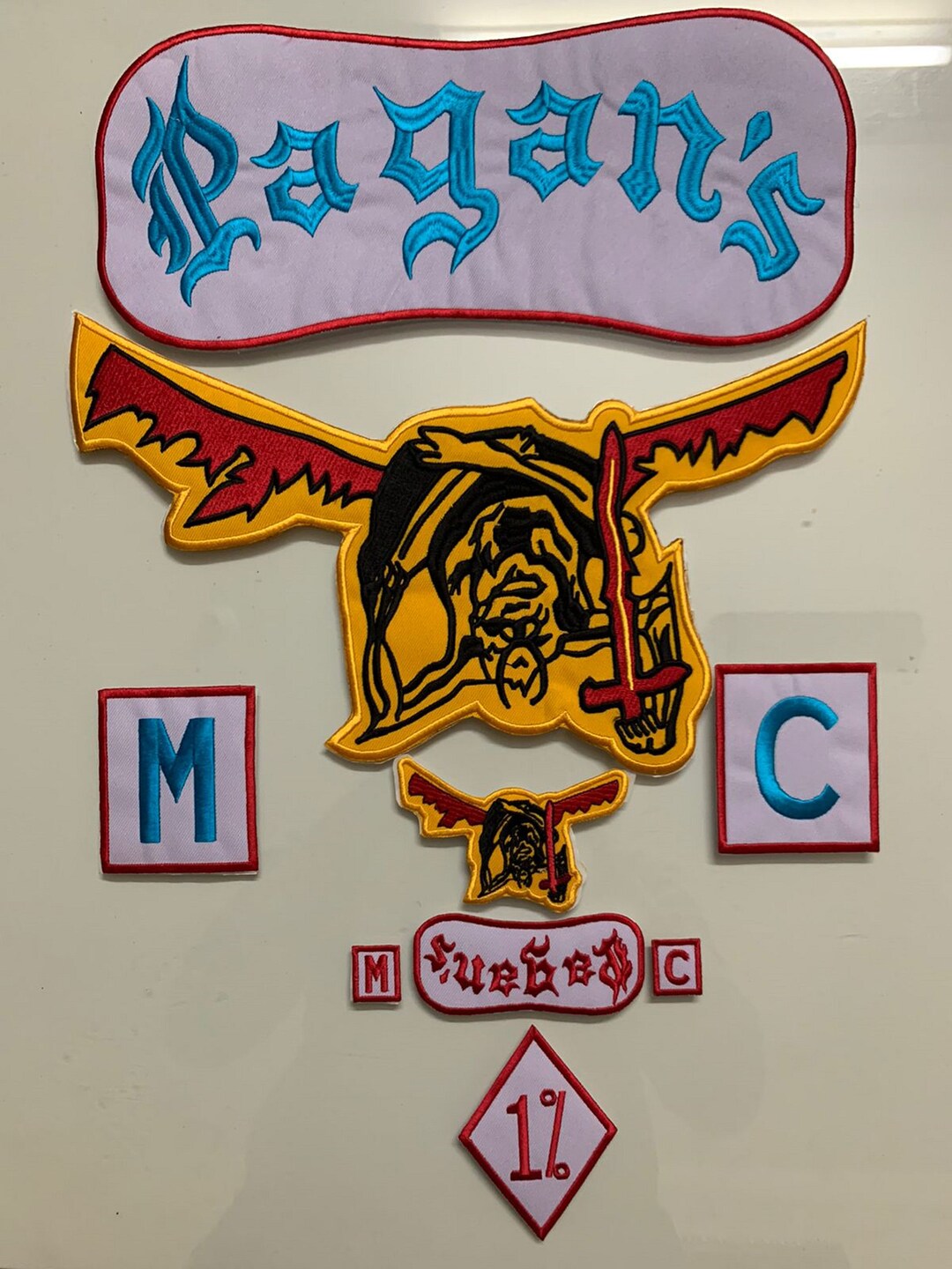 Pagans Mc 35cm Iron on Embroidery Jacket Back Set Free Delivery Etsy