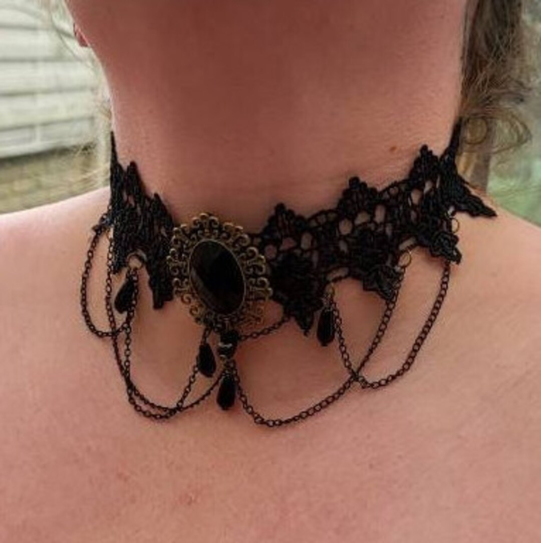 Kontur embargo Anvendelig Victorian Style Choker Necklace Gothic Woman's Black Lace - Etsy