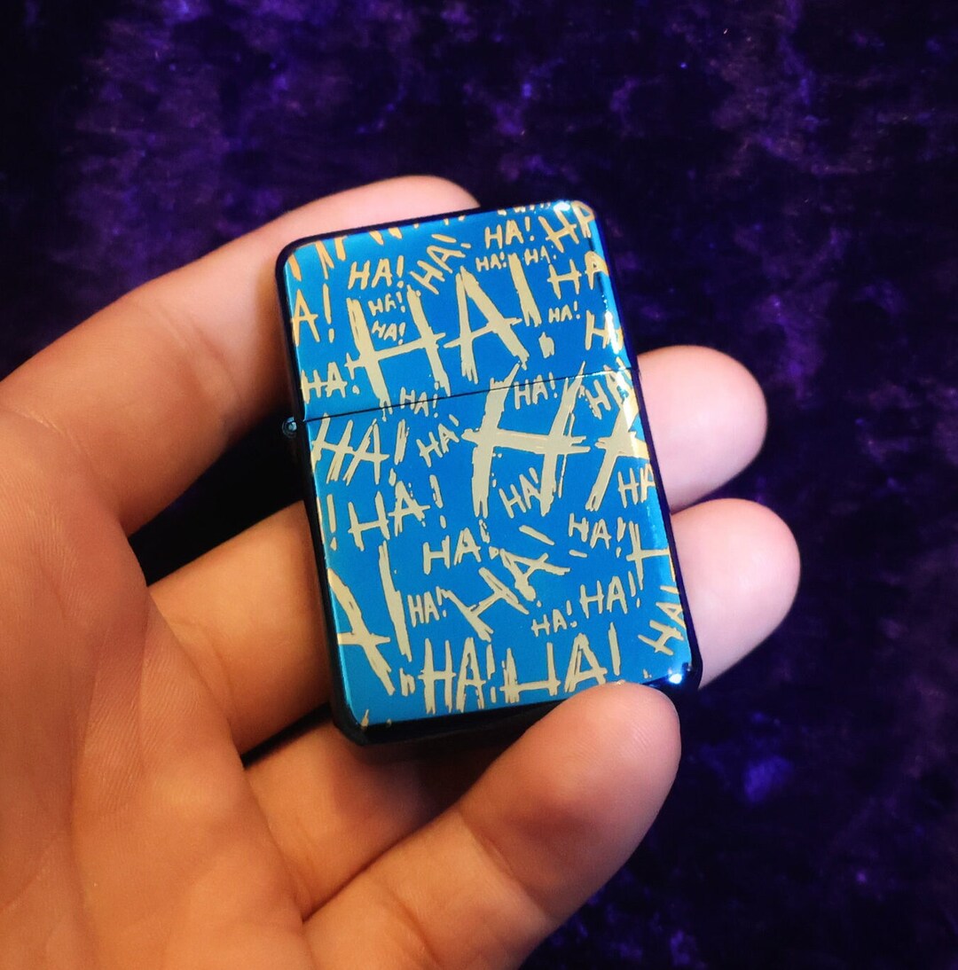 Joker Lighter Personalized Ha Ha Blue Flip Petrol Lighter Etsy