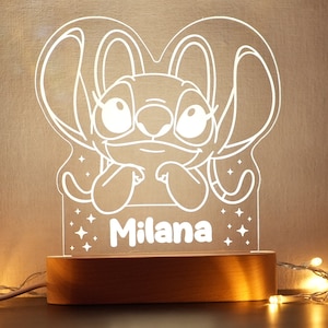 Stitch Themed LED Night Light Comes Fully Personalised. Unique Gift Idea 