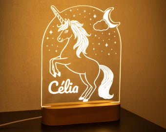 Personalized Unicorn Lamp with Name - Gift Idea - Personalized Unicorn Night Light for Children's Room, 3D LED Decoration, Gift for Girls