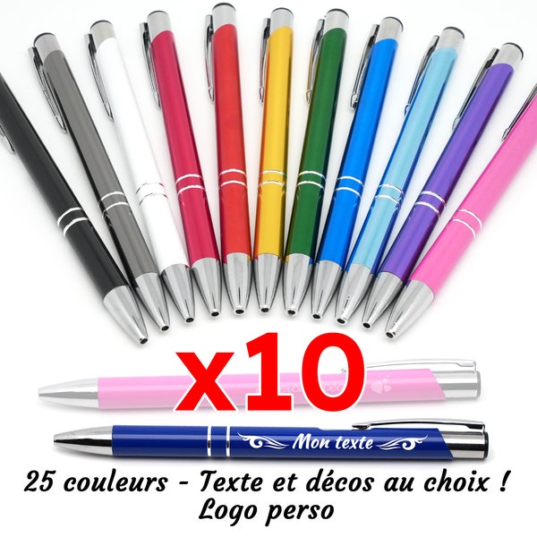 Lot de 10 stylos personnalisés en métal, idée cadeau personnalisé, cadeau invités mariage, stylo de mariage, cadeau entreprise personnalisé