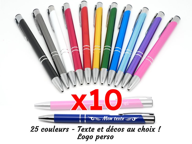 Set of 10 personalized metal pens, personalized gift idea, wedding guest gift, wedding pen, personalized business gift image 1