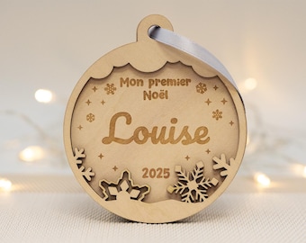 My First Christmas Personalized Wooden Christmas Ball Family Christmas Decoration First Name Christmas Tree 1st Christmas Customizable Ornament