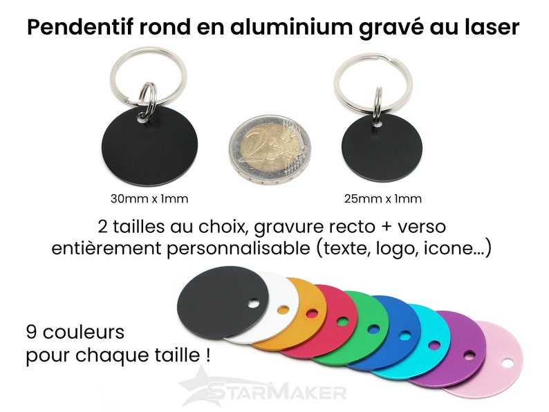 Médaille d'identification personnalisée rond en aluminium chien et chat Métal gravé au laser Pendentif animaux déco cadeau image 2