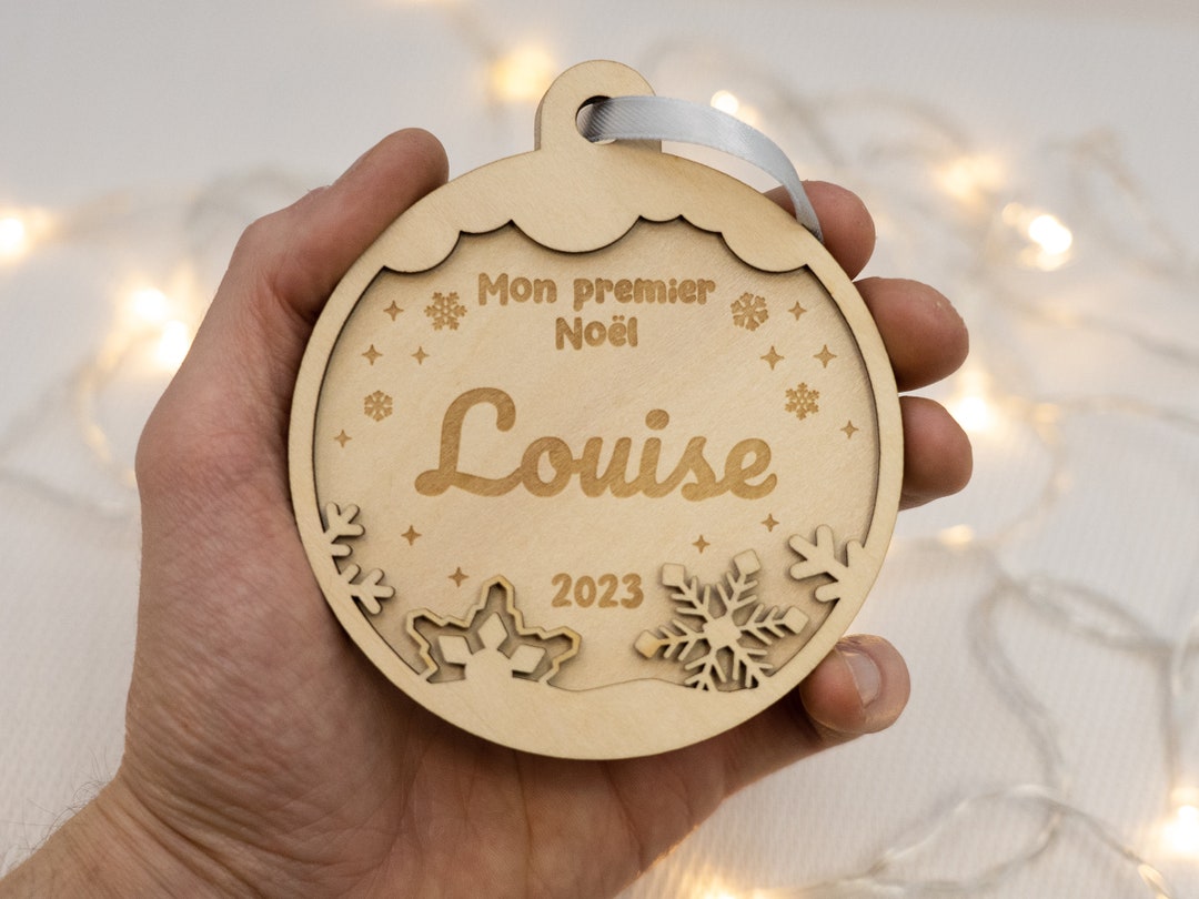 Boule De Noël Personnalisée Avec Prénom Pas Cher Mon premier Noël Boule de Noël personnalisée en bois Décoration de Noël