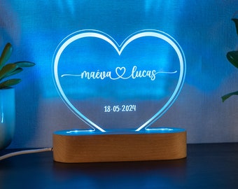 Personalized night light for couple personalized wedding gift couple Valentine's Day gift Heart decoration lamp first names newlyweds