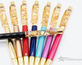 Penna personalizzata con foglia d'oro - Penna a sfera, idea regalo personalizzata con incisione laser, regalo di Natale, regalo di ringraziamento, lusso chic - Italia