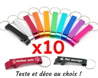 Lot de 10 décapsuleurs personnalisé porte clé, ouvre bouteille personnalisé cadeau invité mariage personnalisé, anniversaire