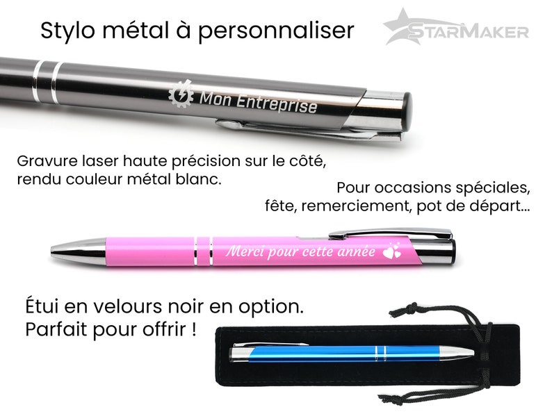 Stylo personnalisé en métal Stylo à bille idée cadeau personnalisé, cadeau grand mère, stylo de mariage, cadeau invités mariage image 4