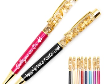Personalized gold leaf pen - Ballpoint pen, personalized gift idea with laser engraving, Christmas gift, thank you gift, chic luxury