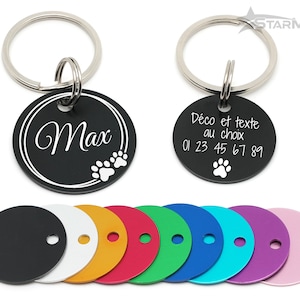 Médaille d'identification personnalisée rond en aluminium chien et chat Métal gravé au laser Pendentif animaux déco cadeau image 1