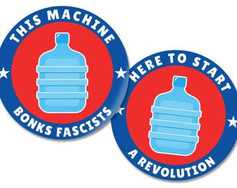 Bonk Jug of justice stickers This machine Bonks fascists sticker - Multiple designs university protest support Revolution water jug