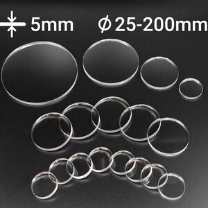 Peut inclure: Assortiment de cercles en acrylique transparent de différentes tailles, allant de 25 mm à 200 mm de diamètre. Chaque cercle a une épaisseur de 5 mm.